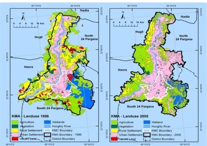 Figure 2.6  Changes in land use pattern between 1986 and 2005 in KMA 