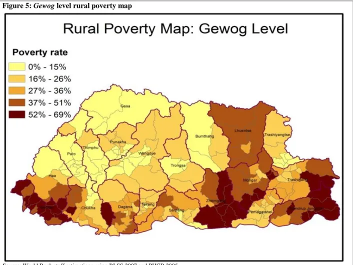 Figure 5: Gewog level rural poverty map 