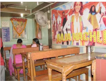 Figure 6.  Madhuri Dixit Temple walls displaying huge posters, 2008. 