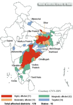 Figure 1:  Naxal-affected areas