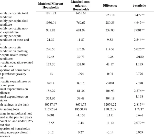 Table 14: Impact of migration on household level outcomes 