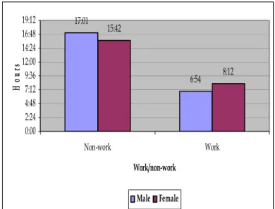Figure 1: Time allocated to work and non-work by gender 