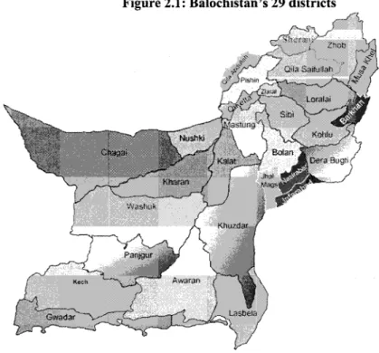 Figure  2.1:  Balochistan’s 29 districts 