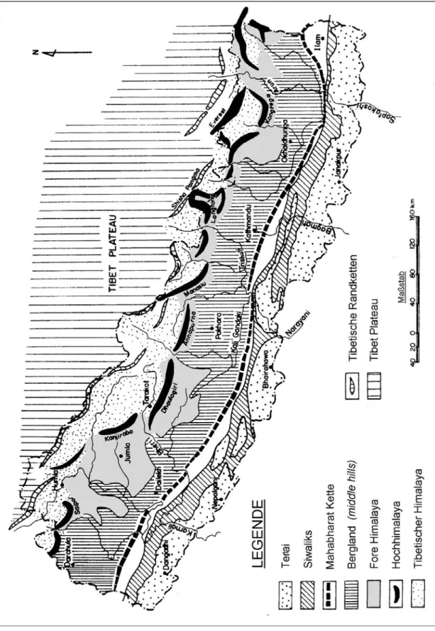 Fig. 2: Naturräumliche Einheiten Nepals. 