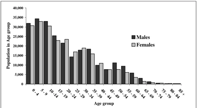 Figure 2: Distribution of Britain’s Pakistani population by age and sex  Source: 1991 Census: Ethnic group and Country of Birth Volume, Table 6