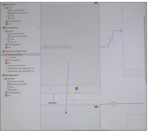 Abbildung 6  Verknüpfung des neuen ViewControllers mit dem TabBar -Controller 