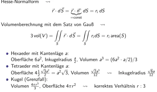 Illustration des Satzes von Gauß f¨ ur das ebene Vektorfeld F ~ =