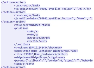 Fig. 9. Some commands of oneye in XML format.