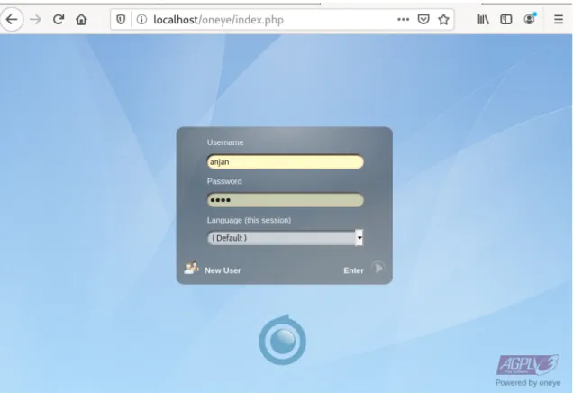Fig. 2. Login page after installation.
