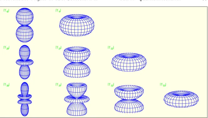 Abbildung 10. Absolutbetrag | Y ℓm | der Kugelfl¨achenfunktionen mit ℓ = 1, 2, 3 in polarer Darstellung