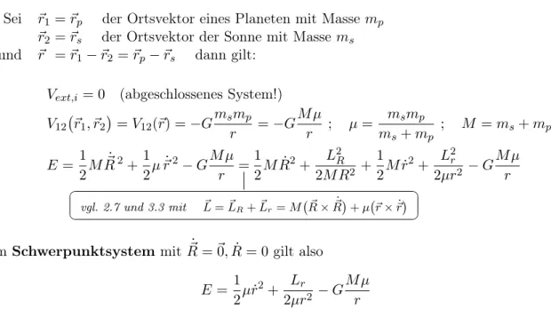 Abbildung 3.3: Planetenbewegung als Zweikörperproblem