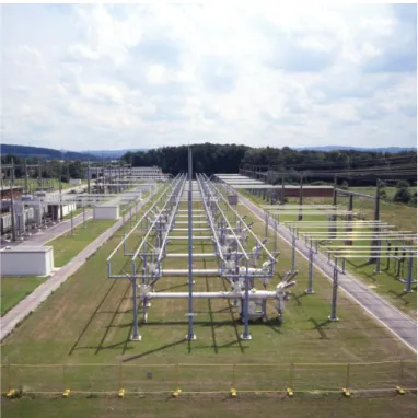 Abbildung 4: Luftisolierte Freileitung und Sammelschiene mit gasisolierten Schaltgeräten für 110 kV 12