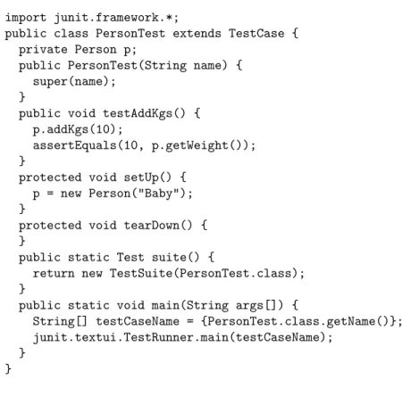 Figure 4: A sample JUnit test class.