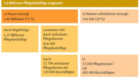Abbildung 1: Pflegebedürftige in Deutschland nach Versorgungsart, 2013 
