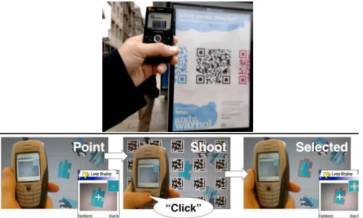 Figure 3: Capturing a visual marker (QR code) on a  poster (above). 4  And Point-and-Shoot [11] 