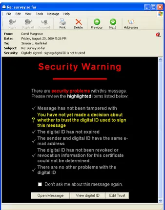 Figure 3: This warning appears if an OE6 user attempts to send a sealed message to a recipient and there is no Digital ID for the recipient in the sender’s Address Book
