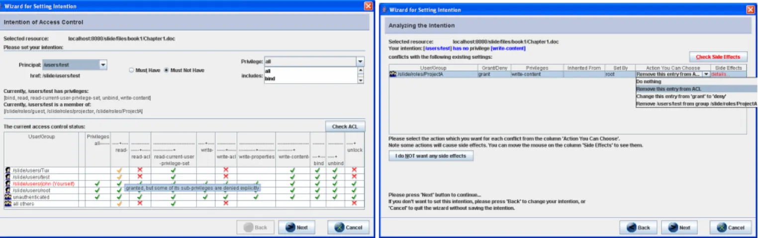 Figure 6. A screenshot of DialogA obtaining the intention from the user and showing the current access control state