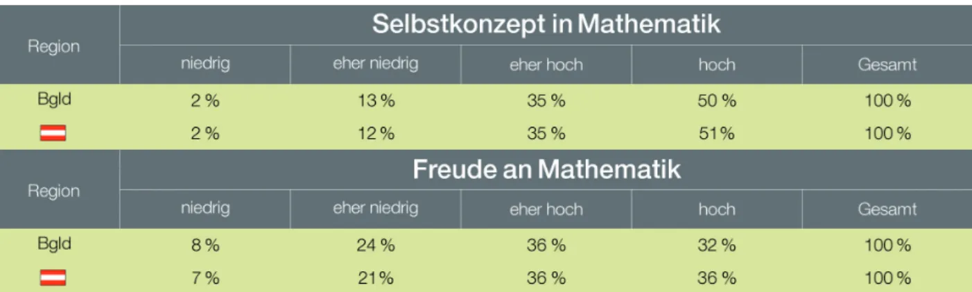 Tabelle 6: Motivationale Merkmale der Schüler/innen im Bundesland/in Österreich