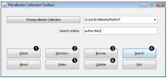 Figure 1: The eBooks Collection Toolbox – Functions