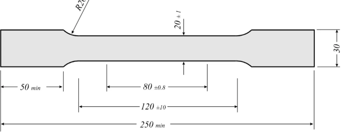 Abb. 8-1 Große ISO Flachzugprobe nach DIN 50114 (Maße in mm)