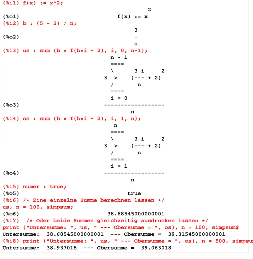 Abbildung 5.9: Der Code ist hier: 242 simpsum : true vereinfacht einen Summenausdruck.