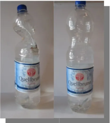 Abb. 1 – Flasche mit Kohlensäure (links) vor und nach dem Schütteln (rechts).
