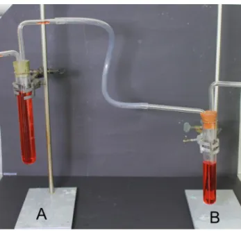 Abb. 1 – Versuchsaufbau zur Veranschaulichung des Energieprofils einer exothermen Reaktion