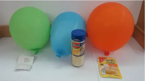 Abbildung 3: Mit Nelken, Knoblauch und Vanillezucker präparierte Duftballons.