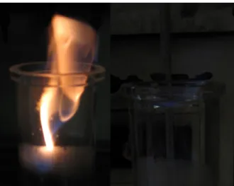 Abbildung 1 – Brennende Methanatmosphäre im 1. Zylinder (rechts) und 2. Zylinder (links)