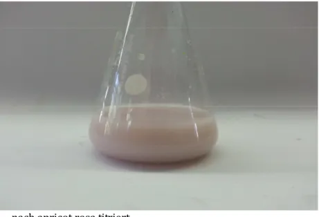 Abb. 4 -  milchig-rosane Färbung nach der Titration 