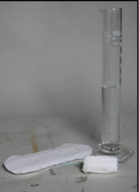 Abbildung 4: Hygieneartikel nach der Aufnahme von Wasser in der maximalen Menge.  