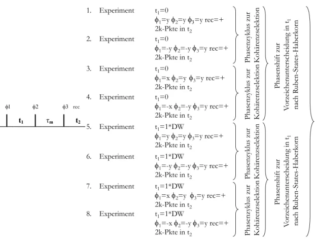 Abbildung 3.7: Zusammenfassung der nacheinander aufgenommenen Experimente eines NOESYs