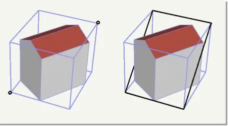 Figure 29: The CityObject’s envelope specified by two points with minimum and maximum coordinate values (left: black points) is stored as a 3D rectangle (right: black polygon using five points)