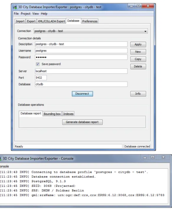Fig. 3: Importer/Exporter successfully connected to the database (console window detached) 