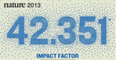 Fig. 4: Prominent display of the Nature  impact factor eight years later, in 2013.