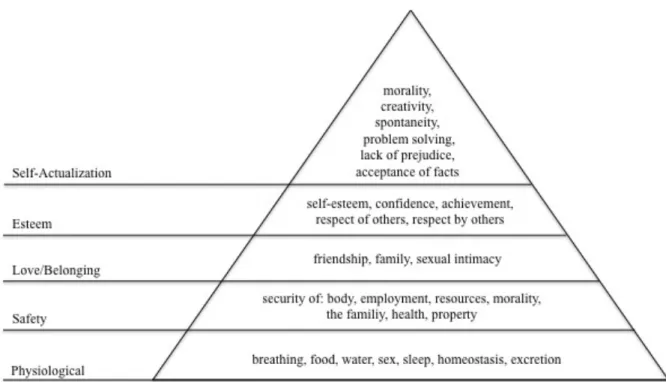 Figure 2. Maslow’s Hierarchy of Needs (according to Maslow, 1943) 