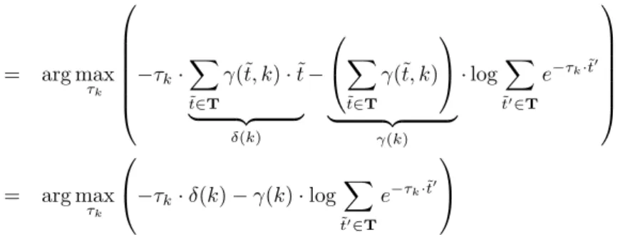 Abbildung 5: Funktionen f a (τ k ) (links) und f b (τ k ) (rechts) zur Bestimmung der τ k .