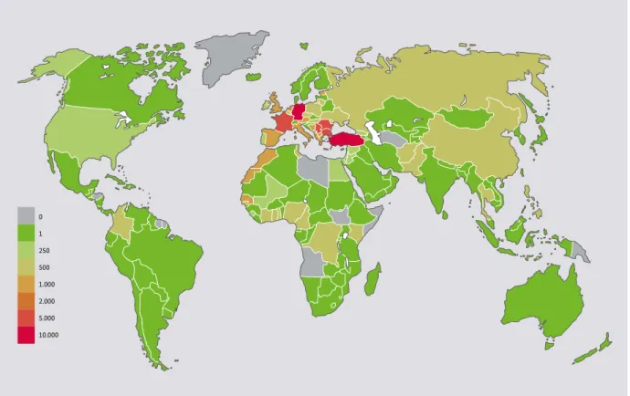 Abbildung 12: Anzahl verdächtiger Transaktionen nach Bestimmungsland