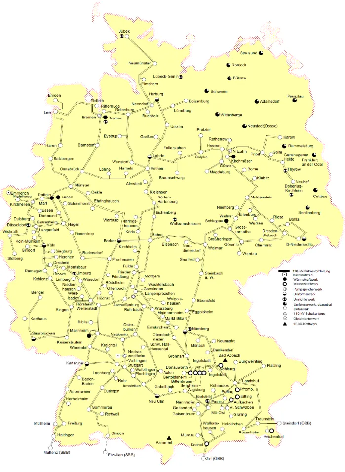 Abbildung 4: 110-kV-Bahnstromleitungsnetz der DB Energie, Deutschlandkarte 