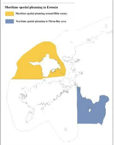 Figure 3. Estonian marine areas and the areas covered by the two pilot MSPs (Source: MSP Platform,  Country profile 18 )