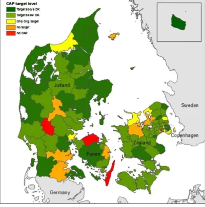 Figure 2 CAP presence and target level in Danish municipalities. 