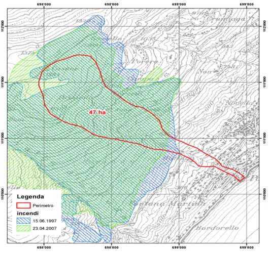Abbildung 6: Ausbreitung der Waldbrände von 1997 und 2007 (25) 