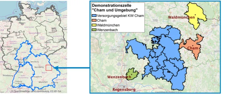 Abbildung 1: Geografische Lage der Demonstrationszelle „Cham und Umgebung“