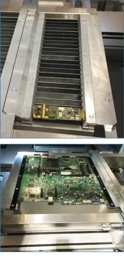 Figure 10:  Clamped PCB; PCB from a mobile  phone (top); clamped PCB from a  server (bottom, dimensions 370 x  500 mm 2 )