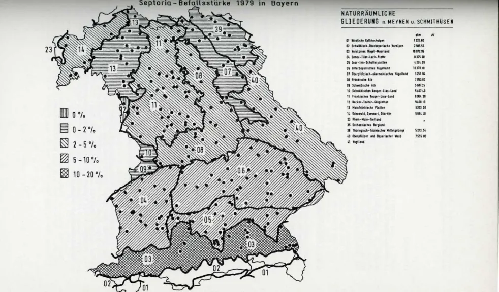 Abbildung 2: Septoria-Befallsstärke  i y / 9 in Bayern