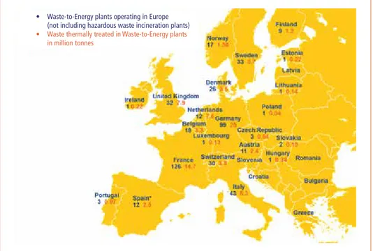 Figure 3:  Map of Waste-to-Energy capacity in Europe, 2014 