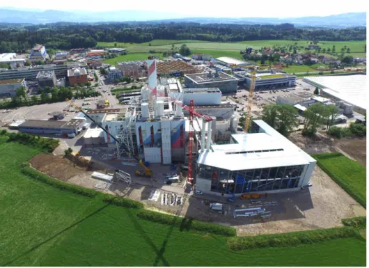 Figure 3:   Construction site of the new processing plant for dry bottom ash in Hinwil, Switzerland,  adjacent to the municipal waste incineration plant KEZO