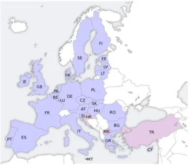 Abb. 18-1: Mitglieds- Mitglieds-länder und  Beitritts-kandidaten der EU   Quelle: Wikipedia Fläche:   4324782 km²  Einwohner:   491 Millionen 