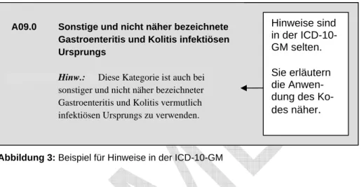Abbildung 3: Beispiel für Hinweise in der ICD-10-GM 