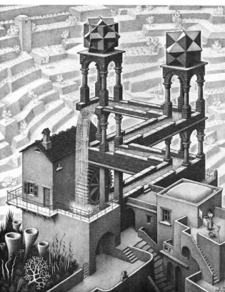 Abbildung 4: M. C. Escher, Wasserfall, Lithogra- Lithogra-phie 1961.